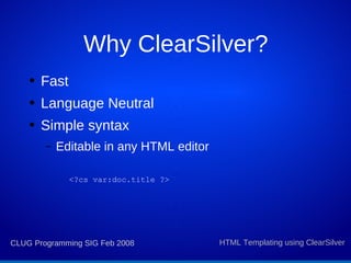 HTML Templates Using Clear Silver | ODP