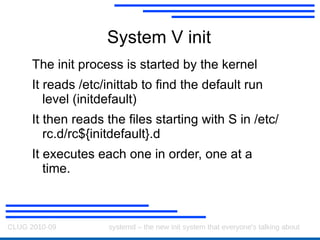 It reads /etc/inittab to find the default run level (initdefault) [root@tachyon ~]# grep initdefault /etc/inittab id:5:initdefault: 