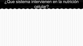 ¿Que sistema intervienen en la nutrición
celular?
 