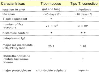 Características   Tipo mucoso   Tipo T. conectivo
 