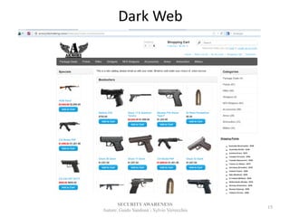 Dark Web
SECURITYAWARENESS
Autore: Guido Sandonà - Sylvio Verrecchia
15
 