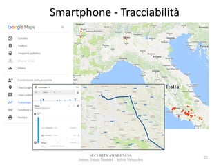 Smartphone - Tracciabilità
SECURITYAWARENESS
Autore: Guido Sandonà - Sylvio Verrecchia
25
 