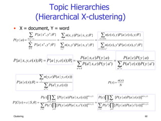 Topic Hierarchies  (Hierarchical X-clustering) X = document, Y = word 