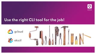 Use the right CLI tool for the job!
4
eksctl
gcloud
 