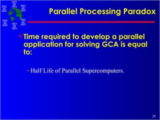 Parallel Processing Paradox Time required to develop a parallel application for solving GCA is equal to:  Half Life of Parallel Supercomputers. 