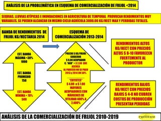 ANÁLISIS DE LA PROBLEMÁTICA EN ESQUEMA DE COMERCIALIZACIÓN DE FRIJOL <2014
EST. BANDA
MÁXIMA <30%
1000
EST. BANDA
PROMEDIO...