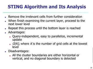 STING Algorithm and Its Analysis
■ Remove the irrelevant cells from further consideration
■ When finish examining the curr...