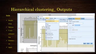 Hierarchical clustering_ Outputs
Icicle
✓ Double
Click
✓ Options
✓ Y axis
reference
line
✓ Position –
10
✓ Apply
 