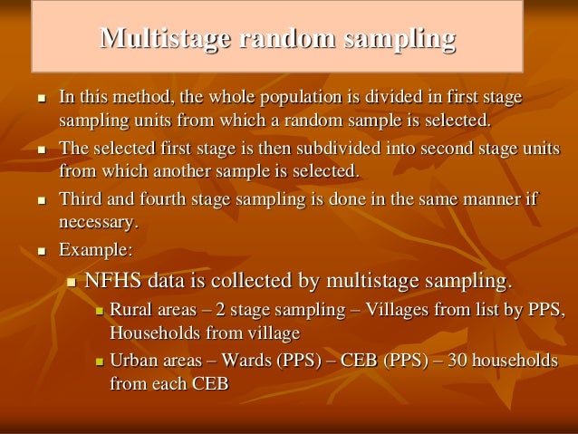 Cluster and multistage sampling Cluster and multistage sampling
