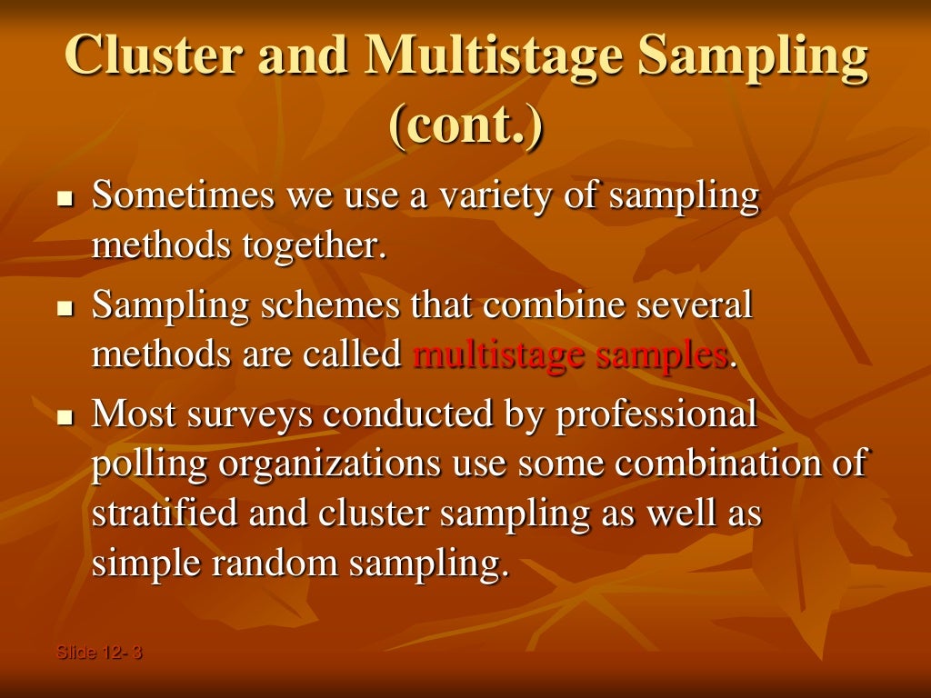 Cluster and multistage sampling