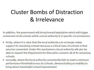 Cluster Bombs of Distraction
& Irrelevance
 