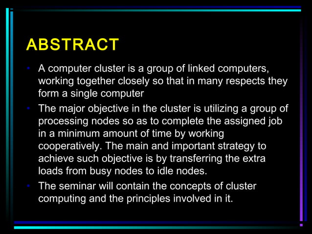 Cluster Computing Seminar. | PPT