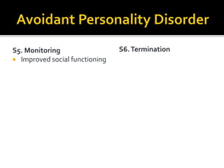 S5. Monitoring
 Improved social functioning
S6.Termination
 