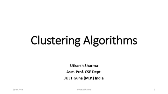 Density based Clustering Algorithms(DB SCAN, Mean shift ) | PPT | Free ...