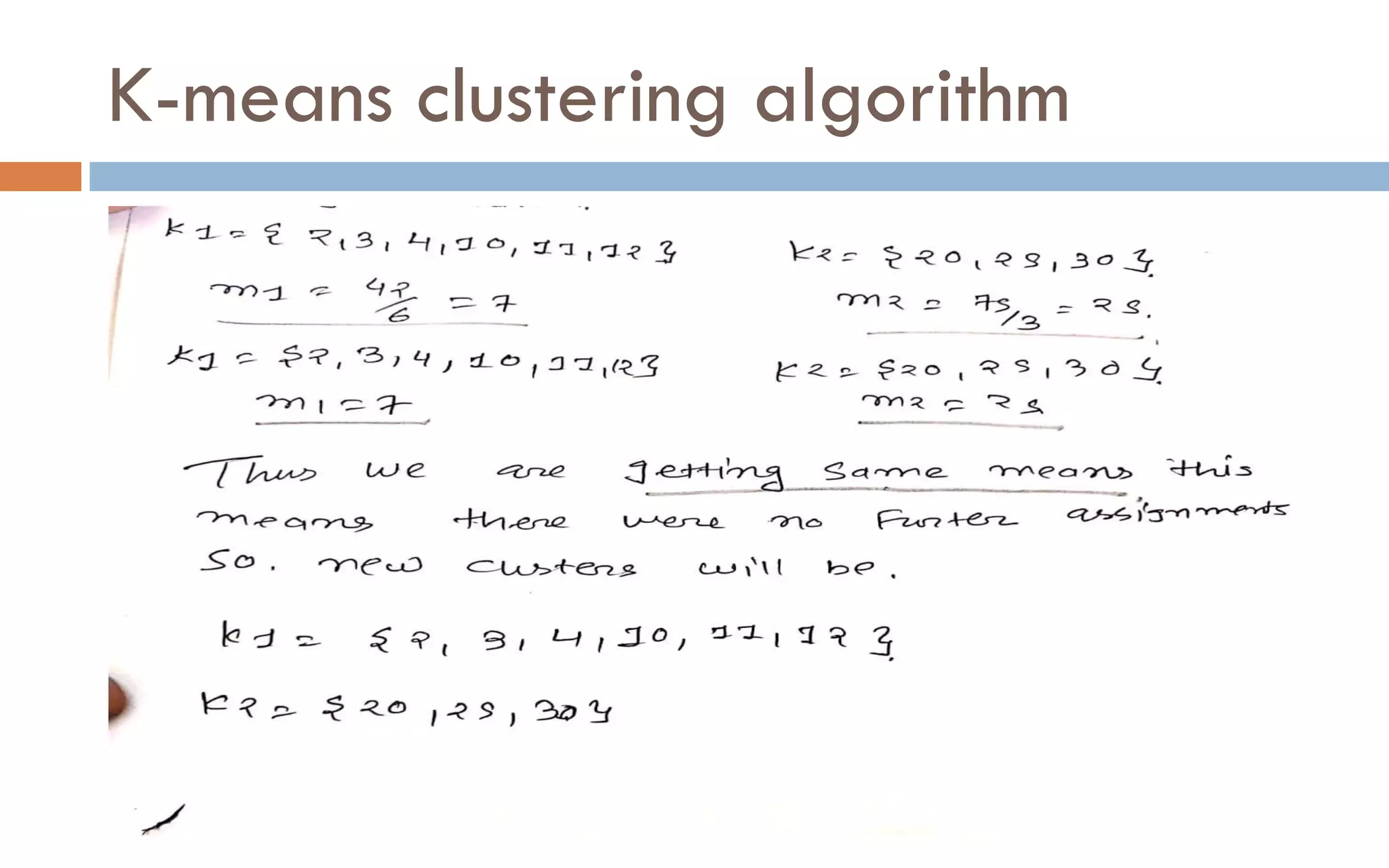 K-means clustering algorithm
 