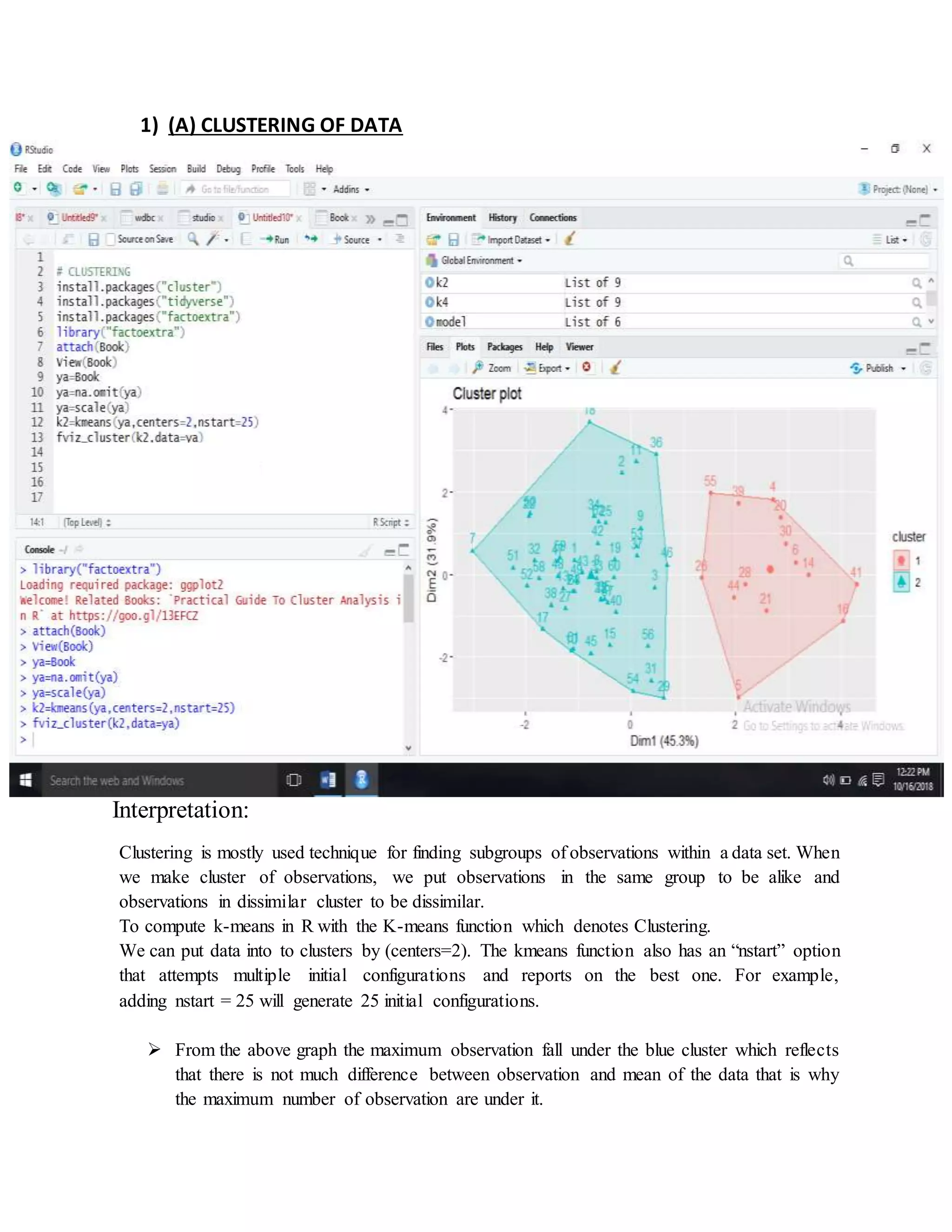 REGRESSION, CLUSTERING AND CLASSIFICATION IN R-STUDIO | PDF