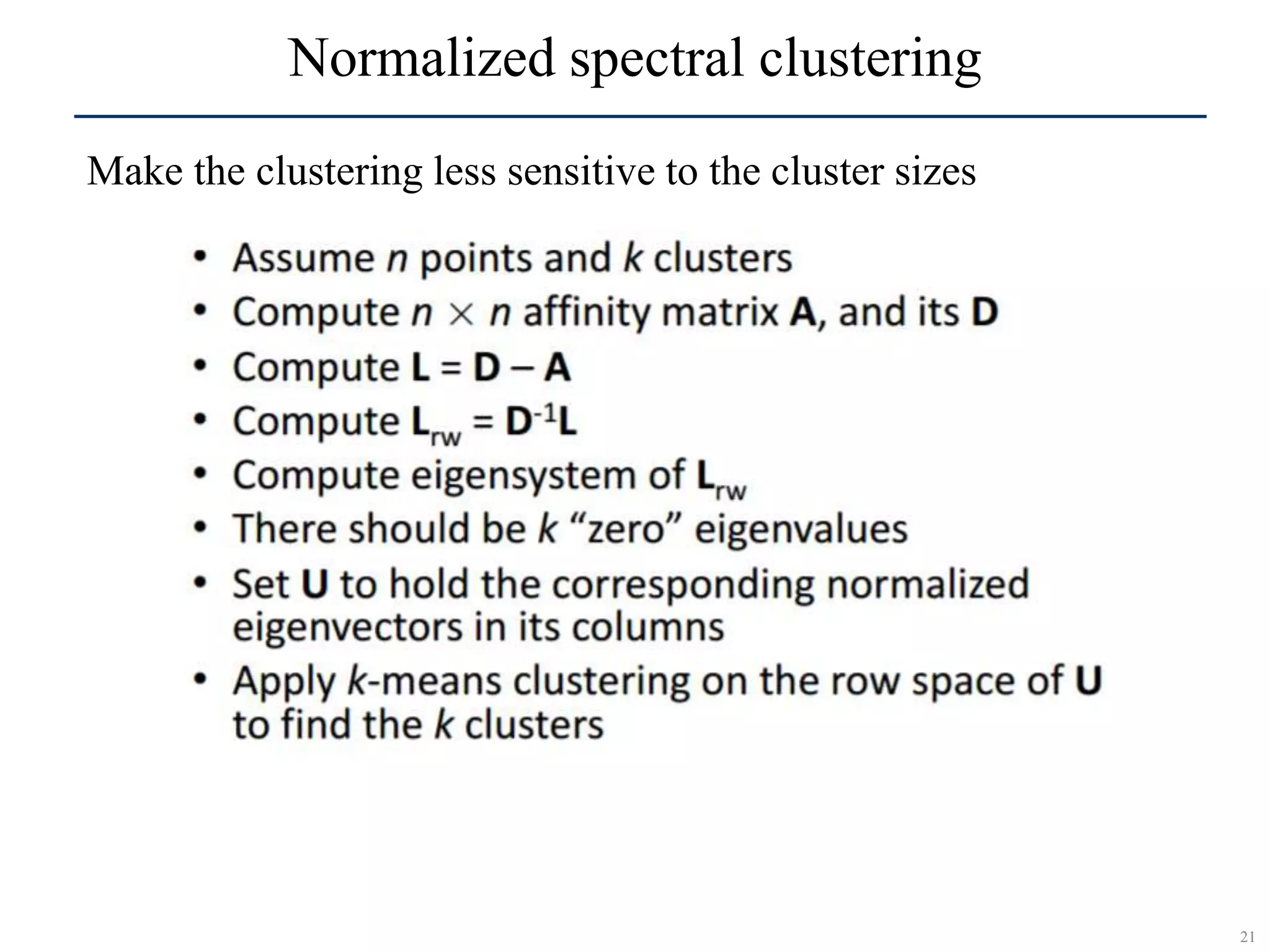 21
SCR©
Normalized spectral clustering
Make the clustering less sensitive to the cluster sizes
 