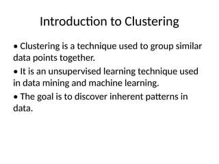 Clustering and it's Types in Machine Learning | PPTX