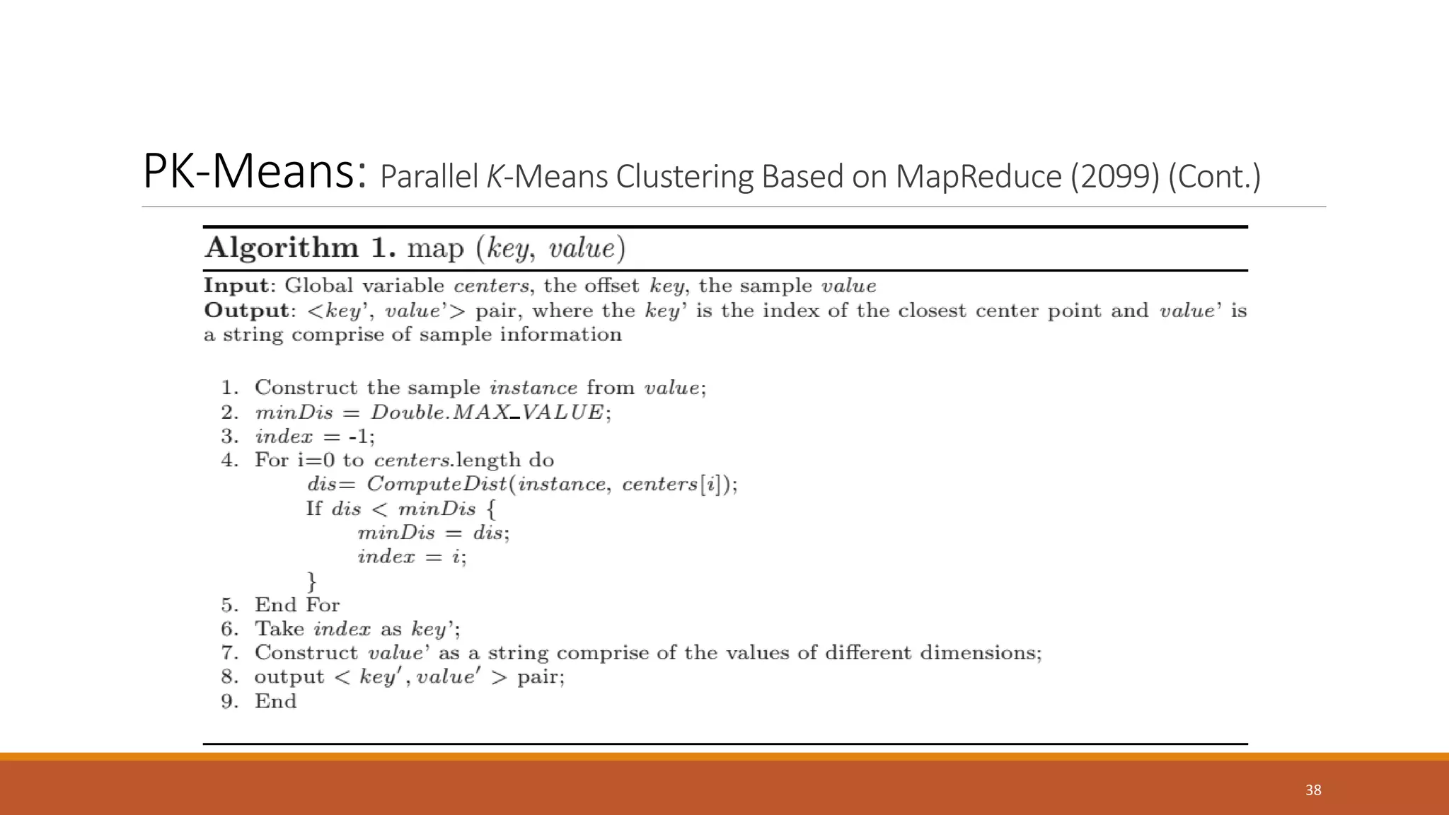 PK-Means: Parallel K-Means Clustering Based on MapReduce (2099) (Cont.)
38
 