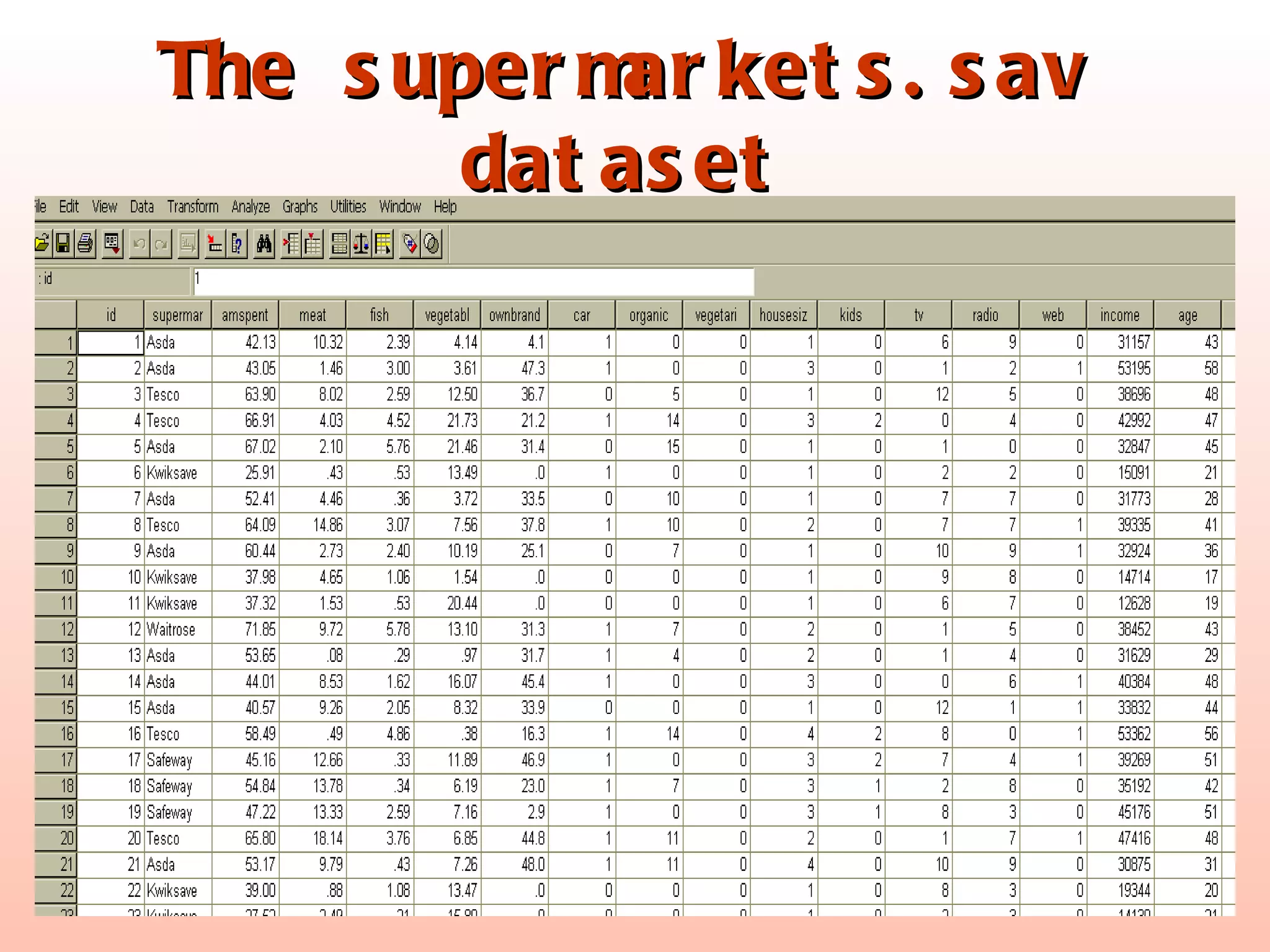 The supermarkets.sav dataset 