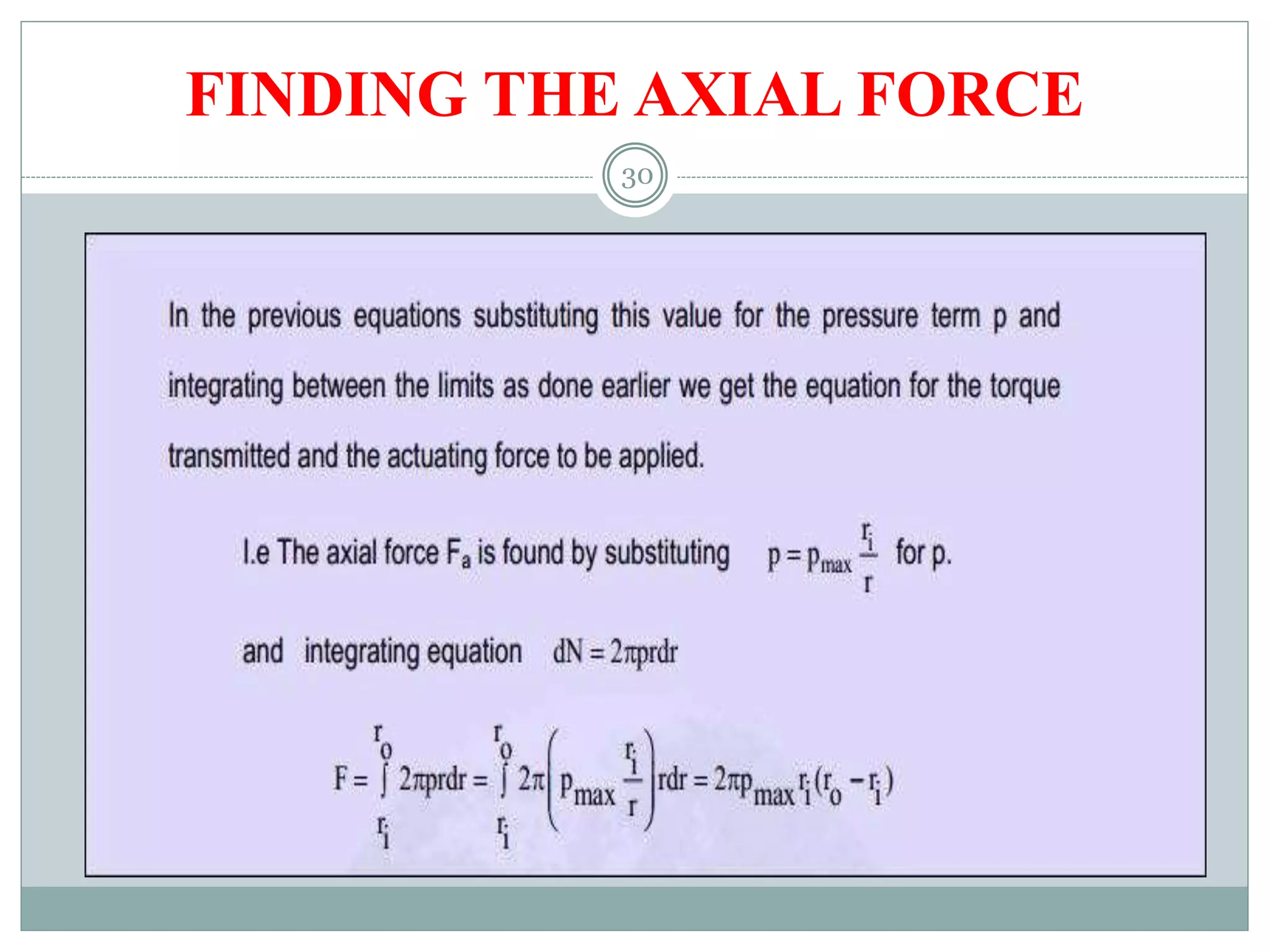 30
FINDING THE AXIAL FORCE
 
