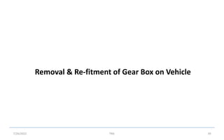 Removal & Re-fitment of Gear Box on Vehicle
7/26/2022 TML 39
 