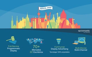 MÍDIA PROGRAMATICA NO CONTEXTO
BLA BLA BLA
Lide Intro
Full-Service
Programmatic
Display
70+
Mercados
22 Escritórios
Multi-Device
Multi-Channel
Full-Funnel
Display Advertising
Tecnologia 100% proprietária
 