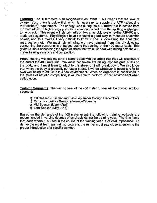 400 Meter Workouts Clyde Hart EOUA Blog