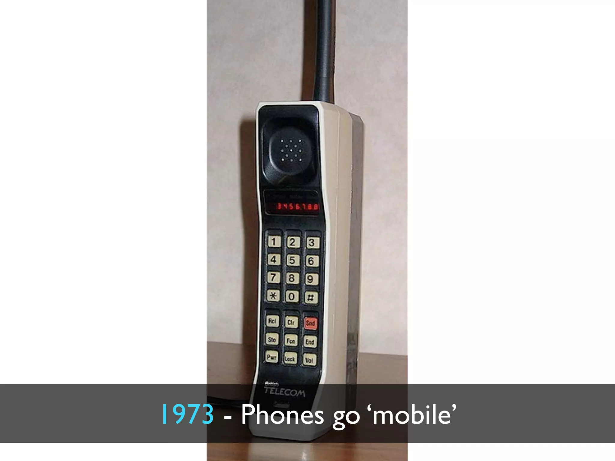 1973 - Phones go ‘mobile’
 