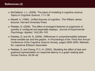 References (3)
• McClelland, J. L. (2009). The place of modeling in cognitive science.
Topics in Cognitive Science, 1:11–3...