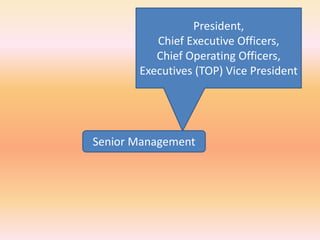 Senior Management
President,
Chief Executive Officers,
Chief Operating Officers,
Executives (TOP) Vice President
 