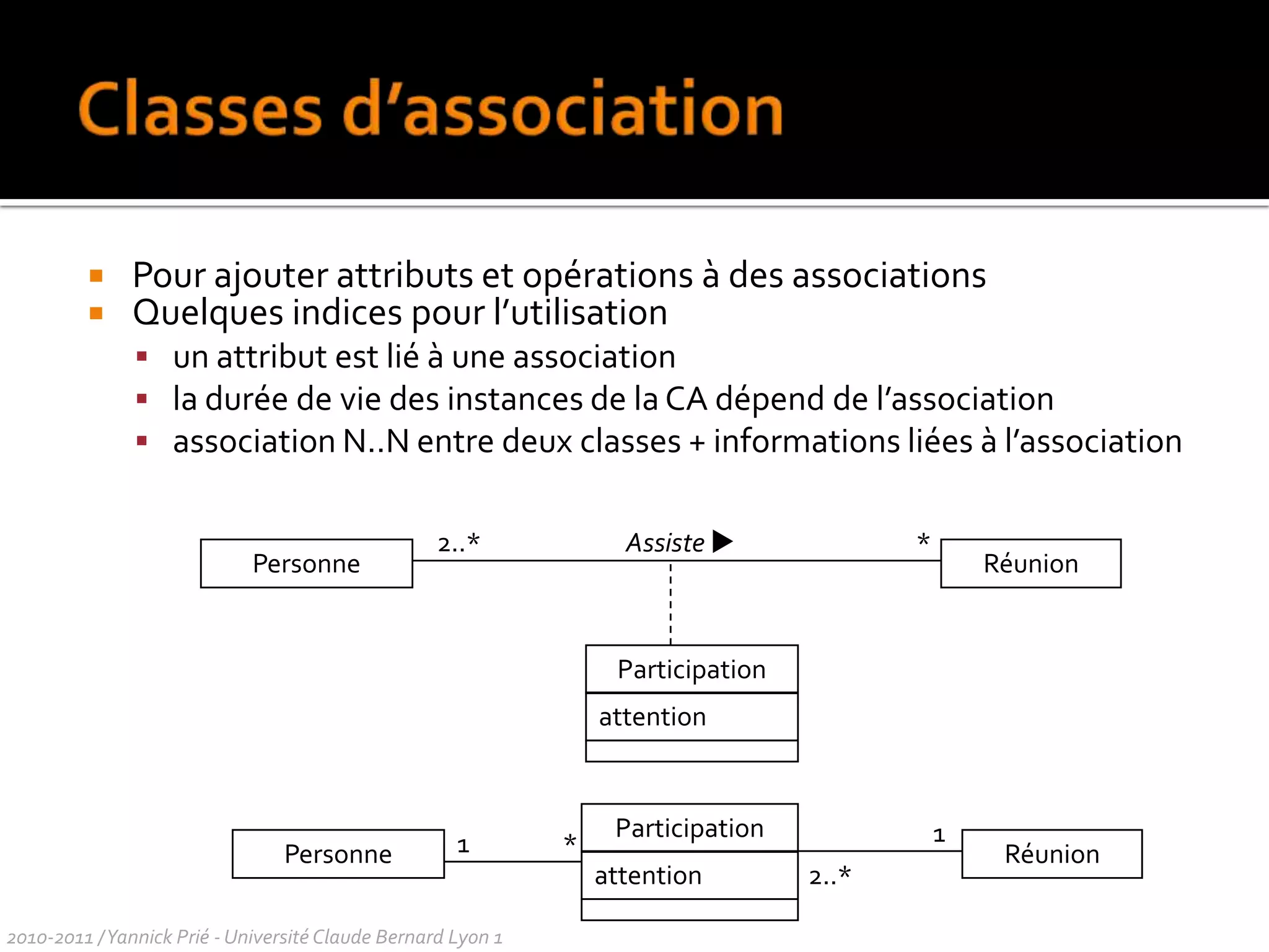 {frozen} : disparu de UML2 ; à utiliser quand-même2010-2011 / Yannick Prié - Université Claude Bernard Lyon 1 