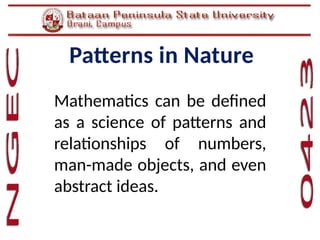 Mathematics in the Modern World-Topic 01 Patterns in Nature.pptx