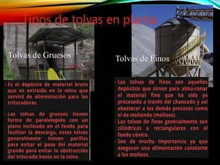 Concentración de minerales. Tolvas en minería | PPTX