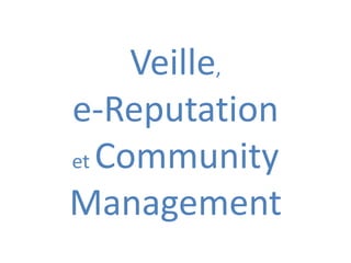 Veille,
e-Reputation
et Community
Management
 