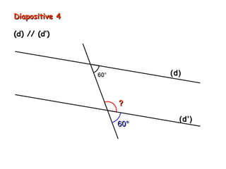 Diapositive 4

(d) // (d’)




                      (d)



                ?

                        (d’)
                60°
 