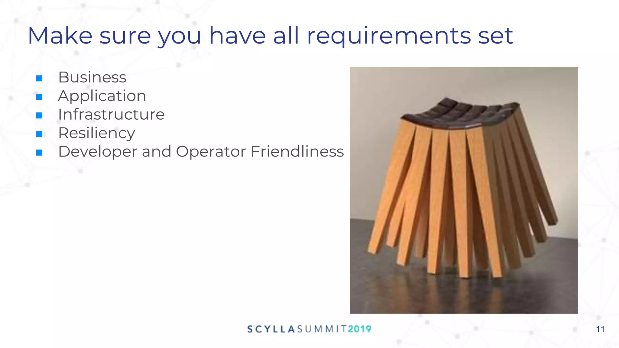 Make sure you have all requirements set
11
■ Business
■ Application
■ Infrastructure
■ Resiliency
■ Developer and Operator Friendliness
 