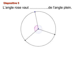 Diapositive 5Diapositive 5
L’angle rose vaut ……………..de l’angle plein.
 