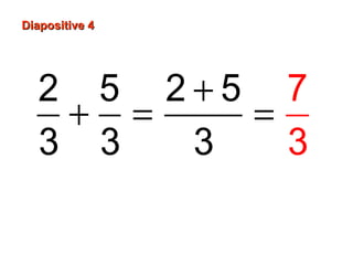 Diapositive 4
2 5 2+5 7
+ =
=
3 3
3
3