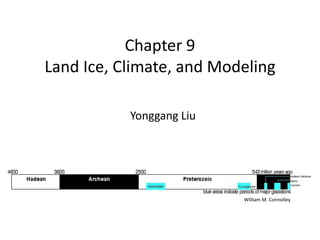 Chapter 9
Land Ice, Climate, and Modeling
Yonggang Liu
William M. Connolley
 