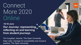 16-18 June
Our Journey: representing,
reflecting on and learning
from student journeys
Tim Coughlan, lecturer, The Open University
Kate Lister, manager for accessibility and inclusive
practice, The Open University
 
