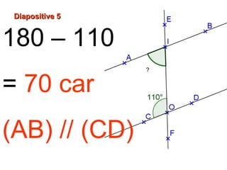 180 – 110
= 70 car
(AB) // (CD)
Diapositive 5Diapositive 5
?