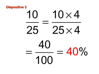 Diapositive 3Diapositive 3
×
=
×
= =
10 10 4
25 25 4
40
%
10
40
0
 
