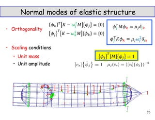 Normal modes of elastic structure
• Orthogonality
• Scaling conditions
• Unit mass
• Unit amplitude
35
 