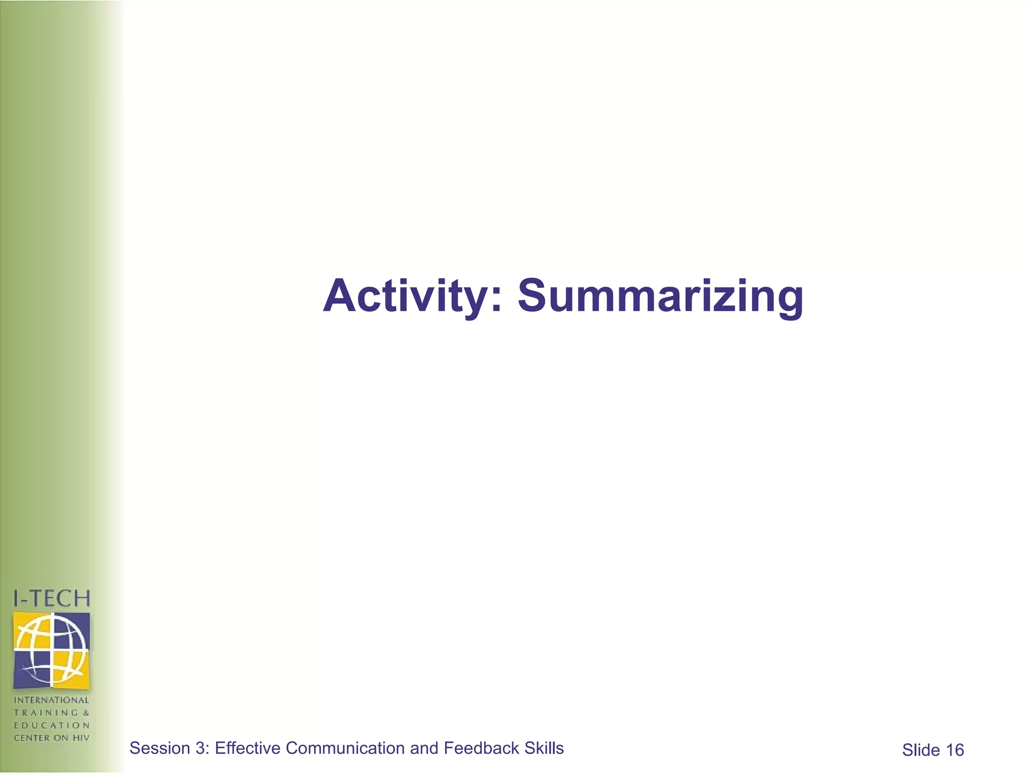 Activity: Summarizing  