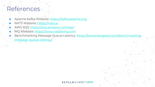 References
■ Apache Kafka Website: https://kafka.apache.org
■ NATS Website: https://nats.io
■ AWS SQS: https://aws.amazon.com/sqs/
■ MQ Website: https://www.rabbitmq.com
■ Benchmarking Message Queue Latency: https://bravenewgeek.com/benchmarking-
message-queue-latency/
 