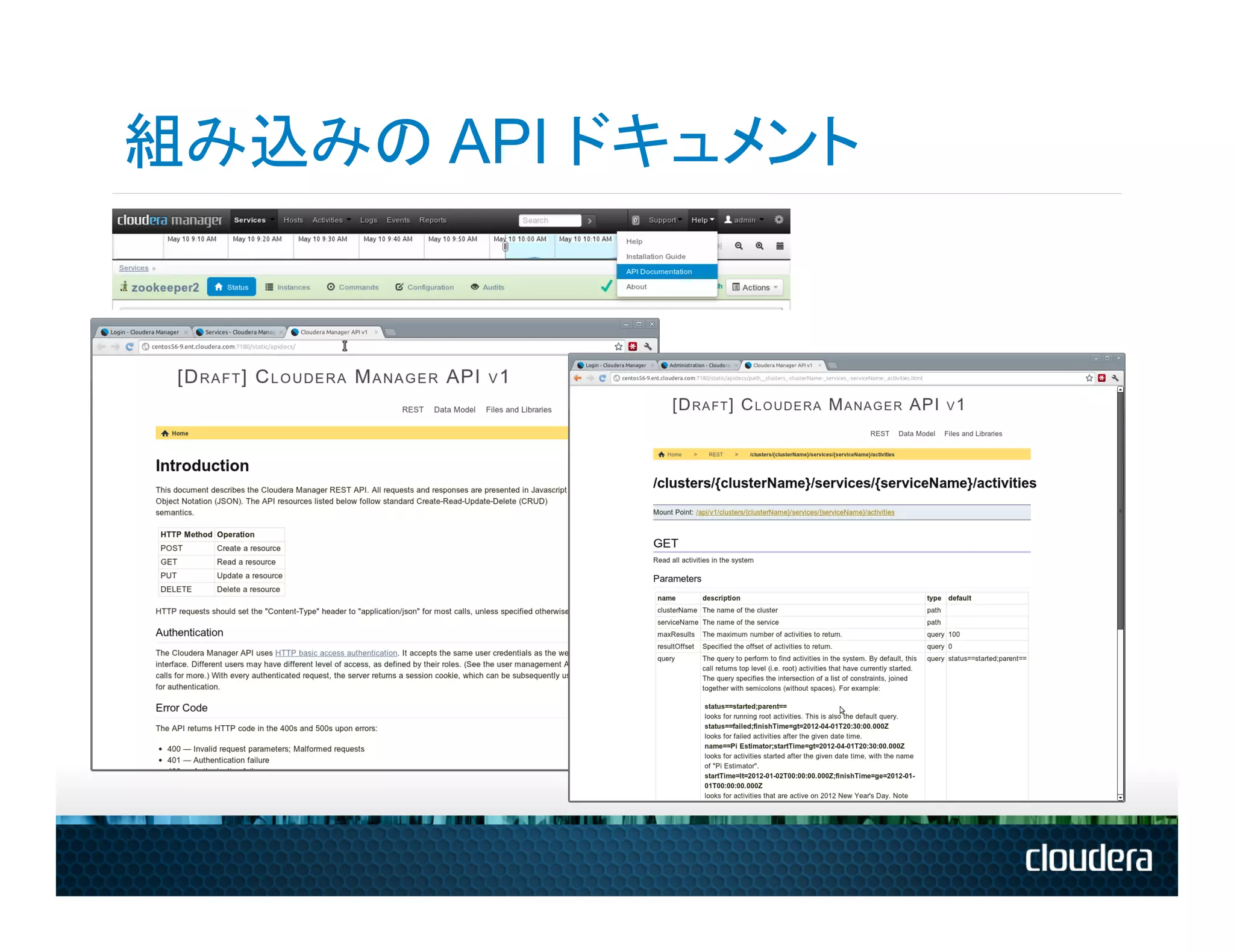 組み込みの API ドキュメント
 