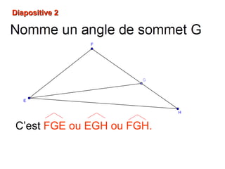 Diapositive 2Diapositive 2
C’est FGE ou EGH ou FGH.
 