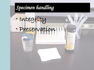 Specimen handling
• Integrity
• Preservation
 