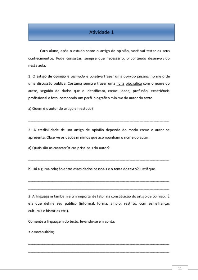 Caracteristicas do artigo de opiniao